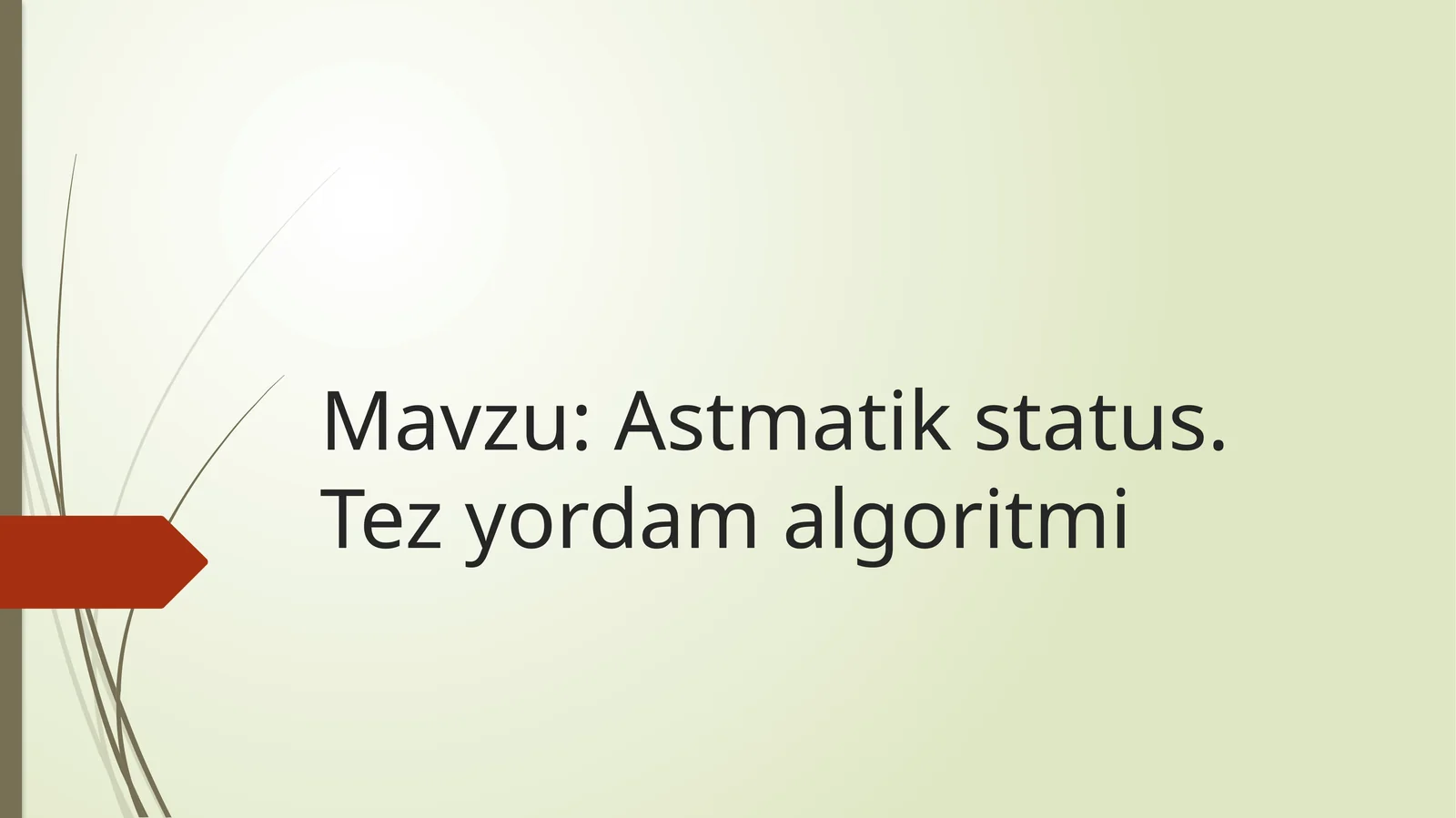 Astmatik status. Tez yordam algoritmi