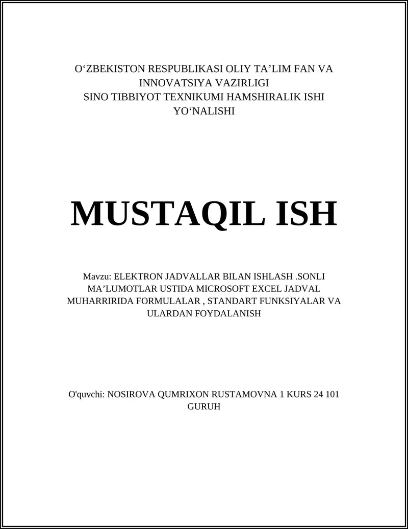 Excel dasturi