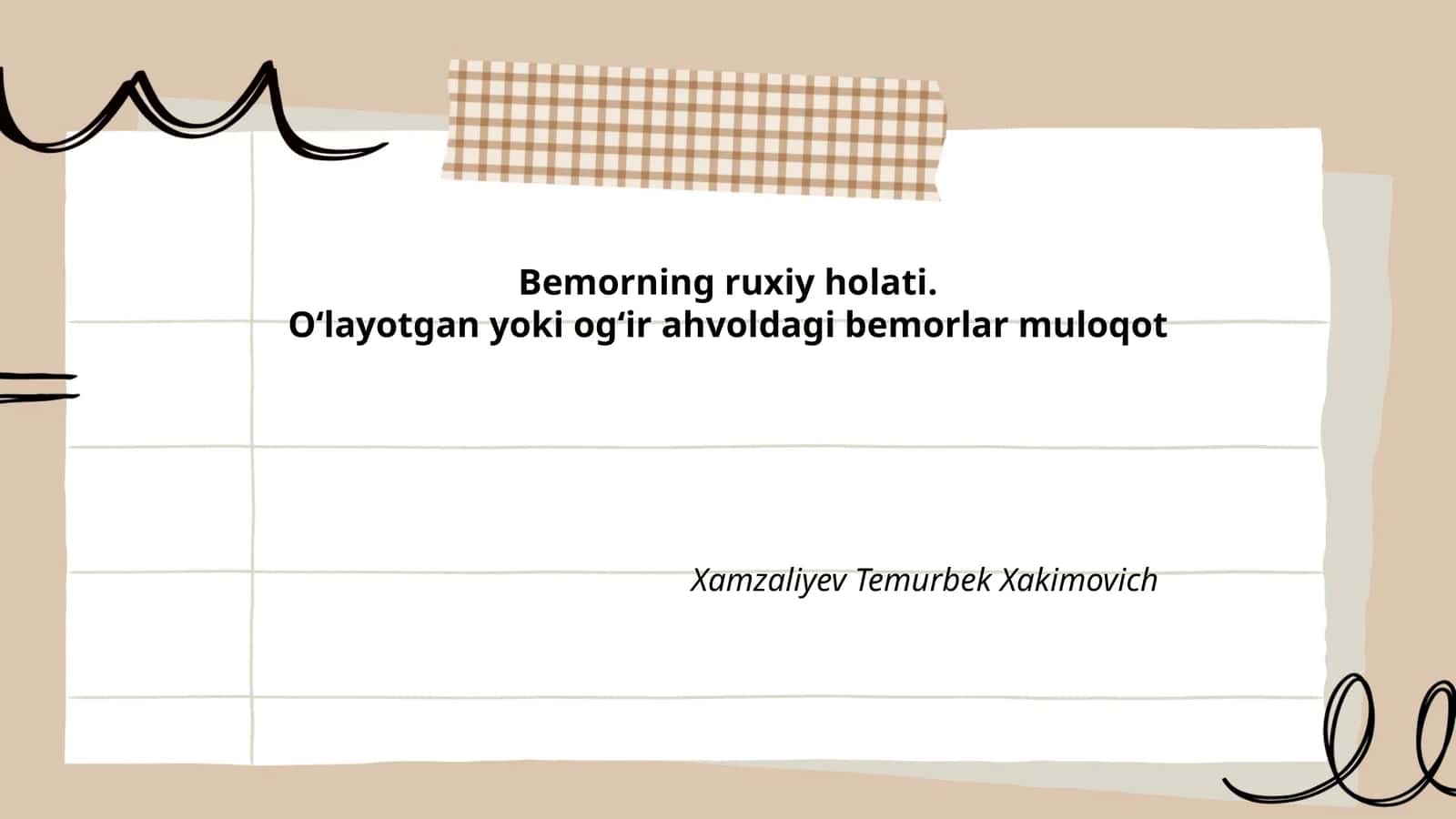 Bemorning ruxiy holati