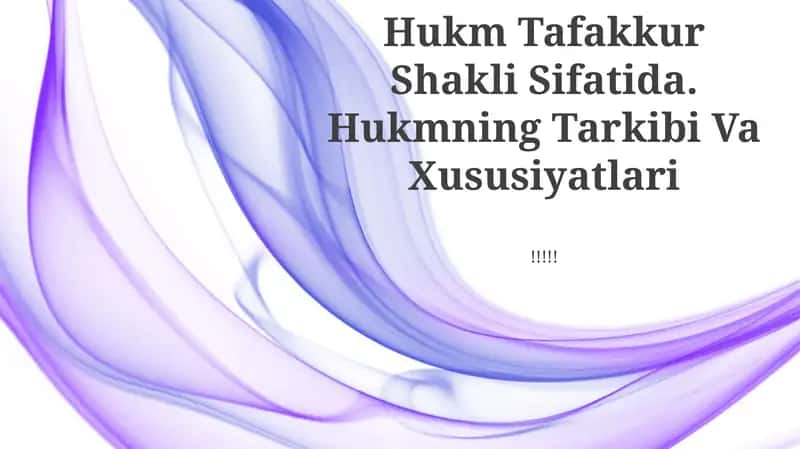 Hukm Tafakkur Shakli Sifatida