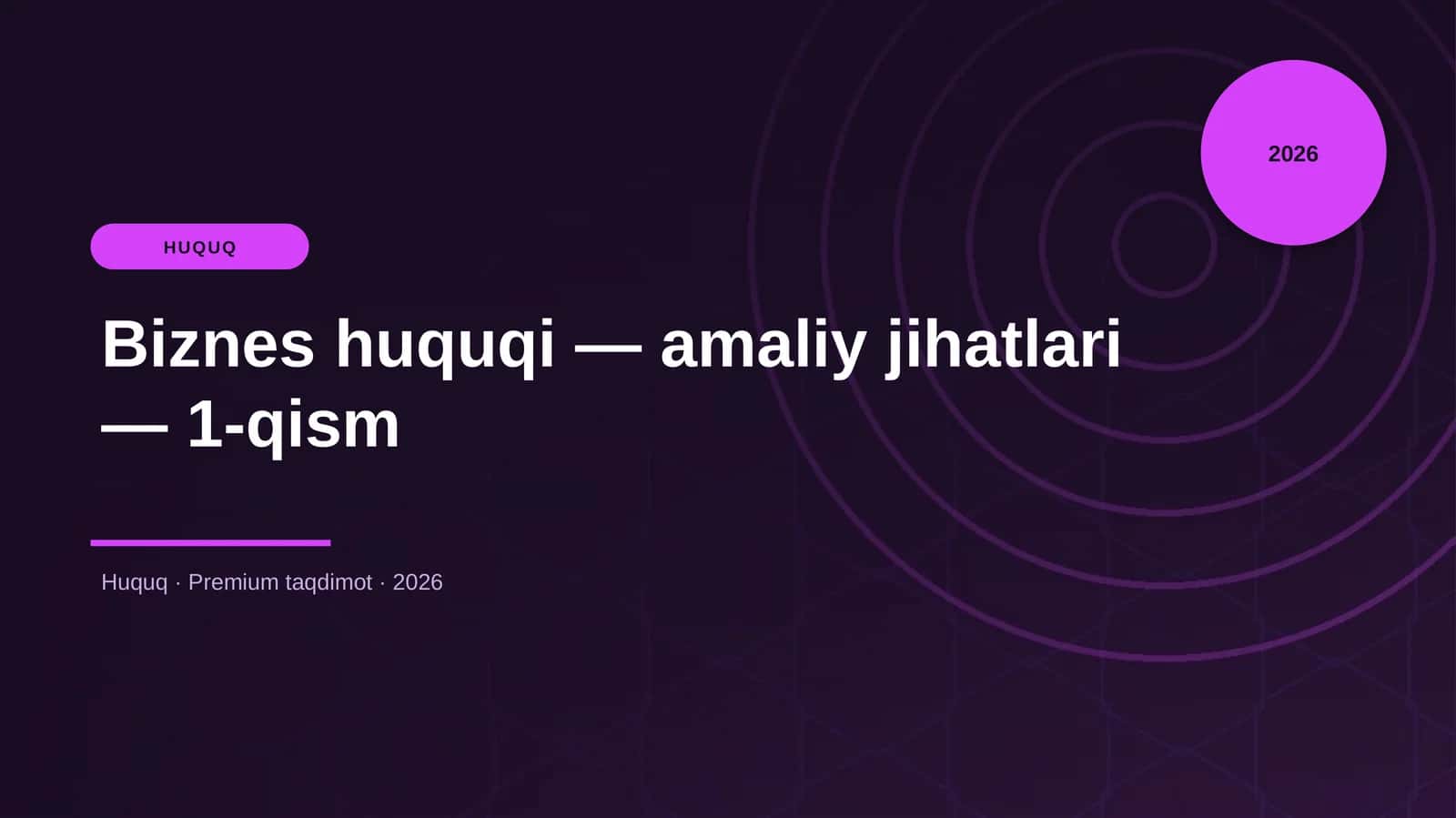 Biznes huquqi — amaliy jihatlari — 1-qism