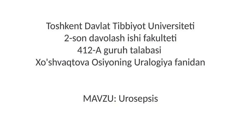 Urosepsis