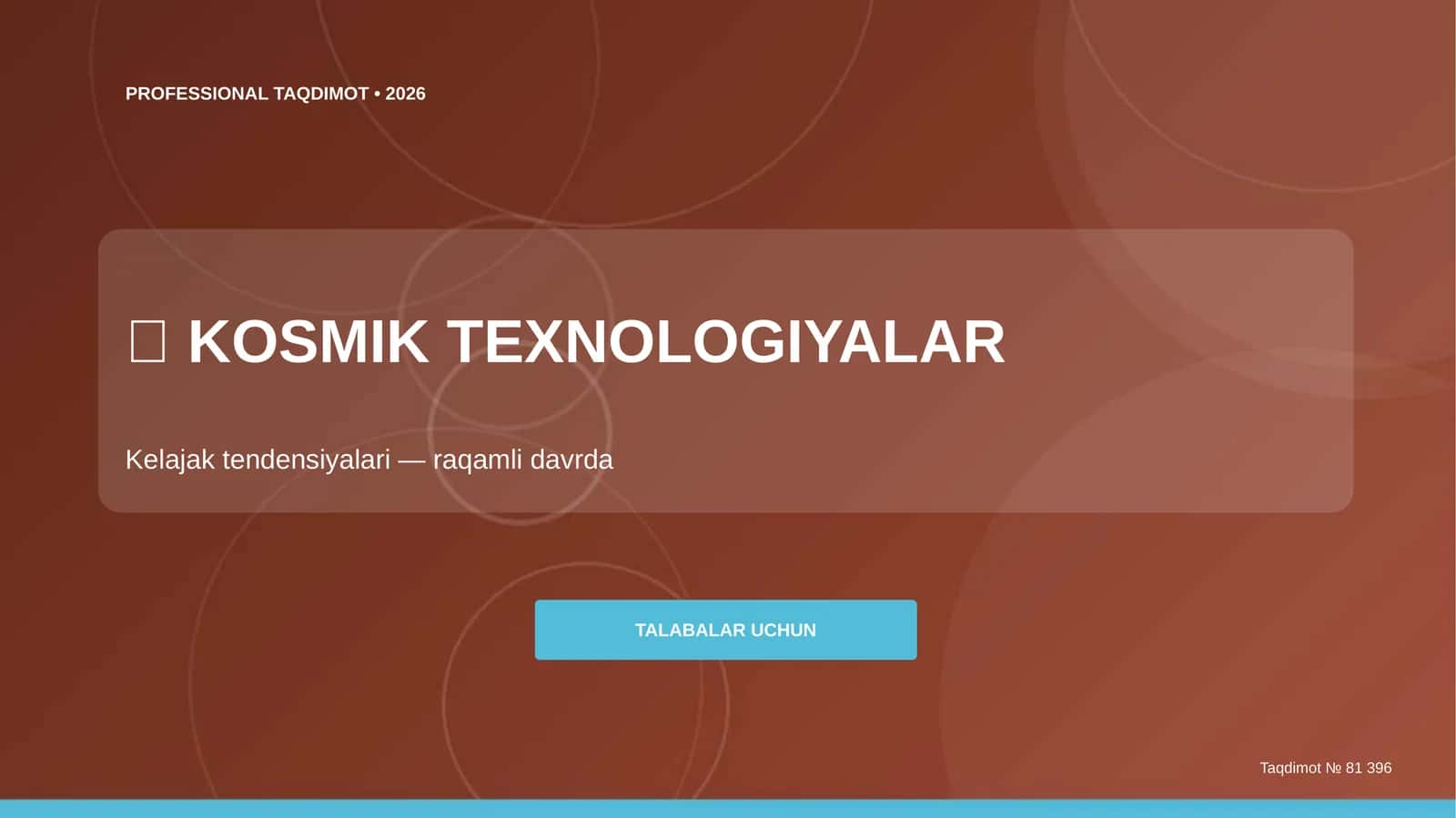 Kosmik texnologiyalar: kelajak tendensiyalari (raqamli davrda) [talabalar uchun]