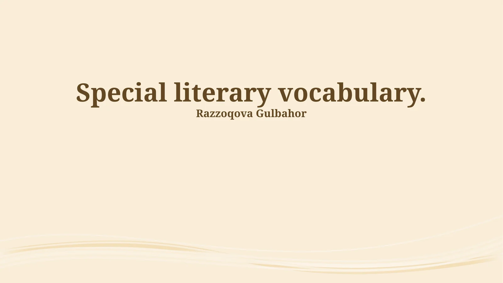 Special literary vocabulary