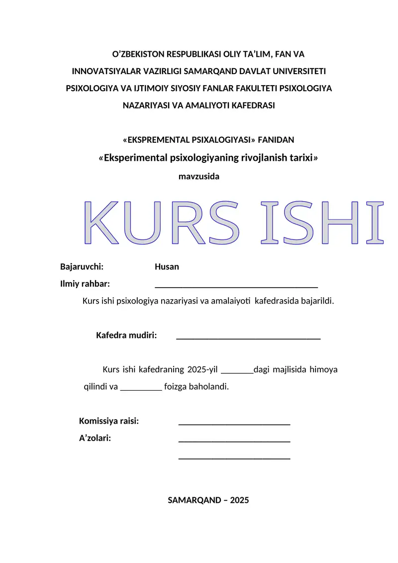 Eksperimental psixologiyaning rivojlanish tarixi