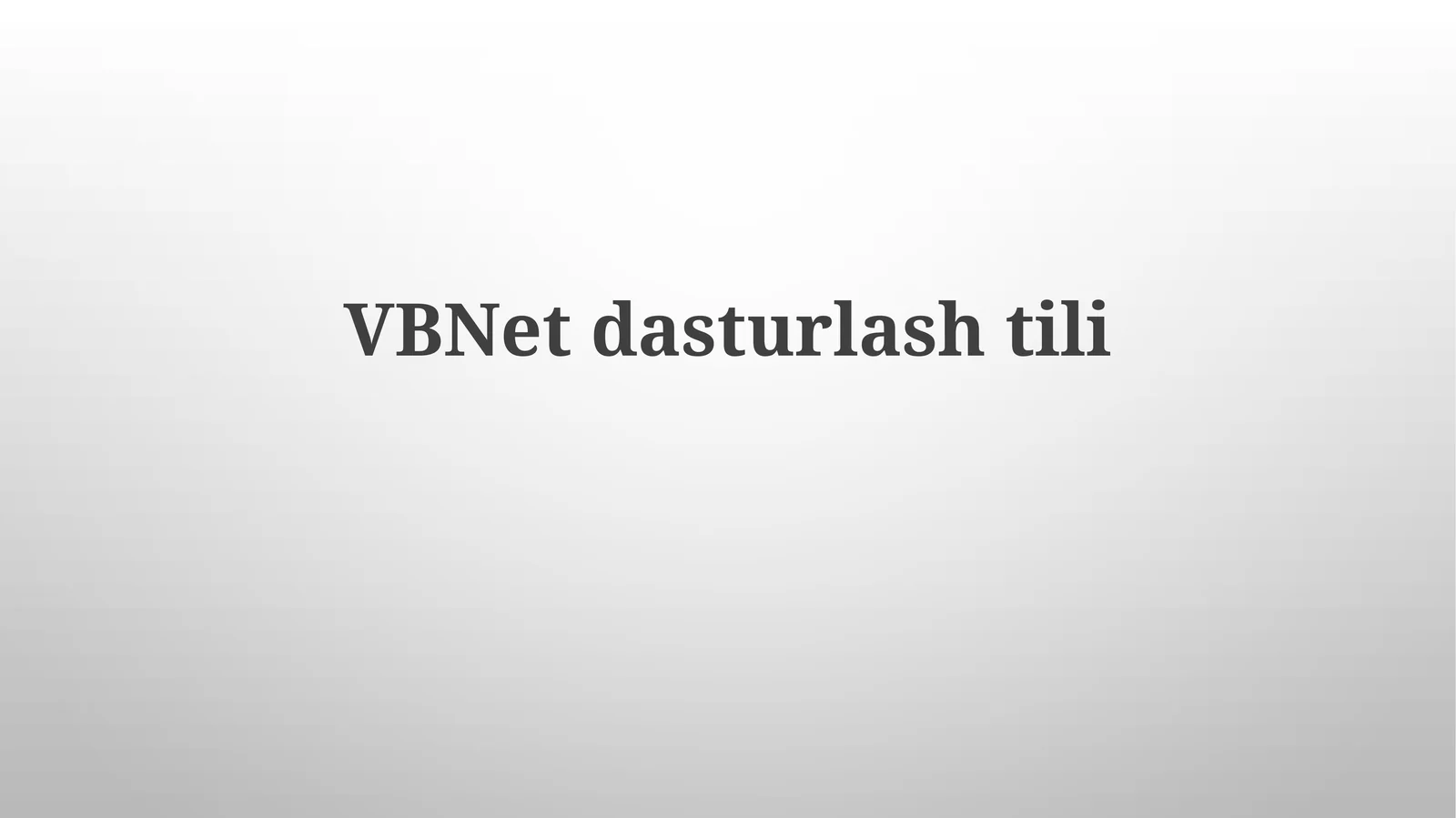 VBNetdasturlashtili