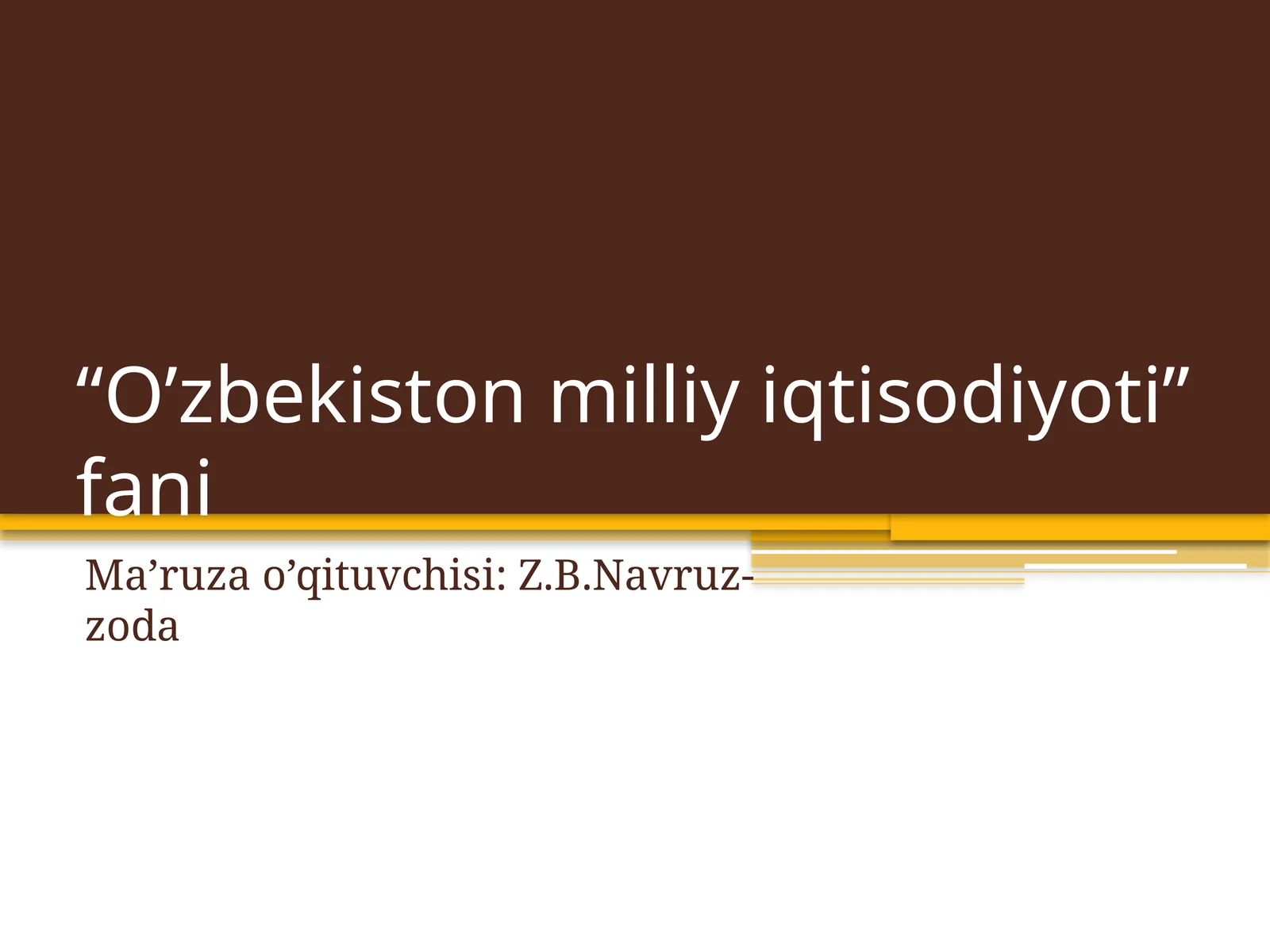 O’zbekiston milliy iqtisodiyoti