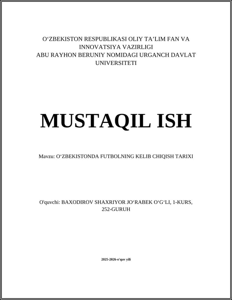 OʻZBEKISTONDA FUTBOLNING KELIB CHIQISH TARIXI