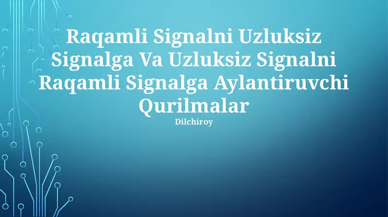Analog to Raqamli Konvertorlar (ADC)