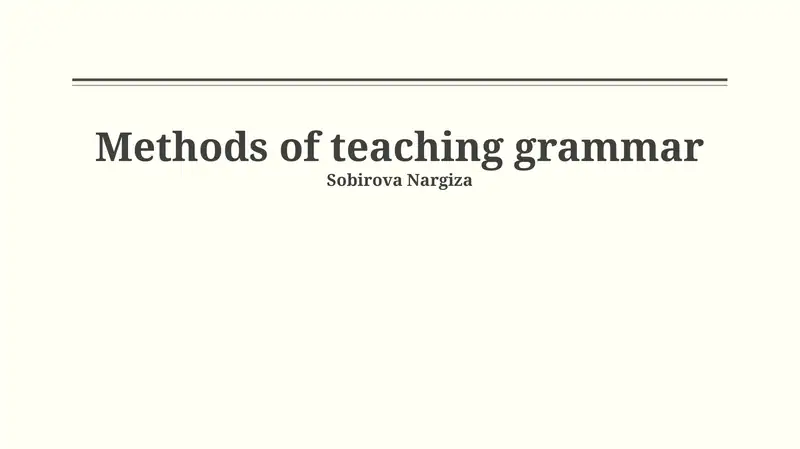Methods of teaching grammar