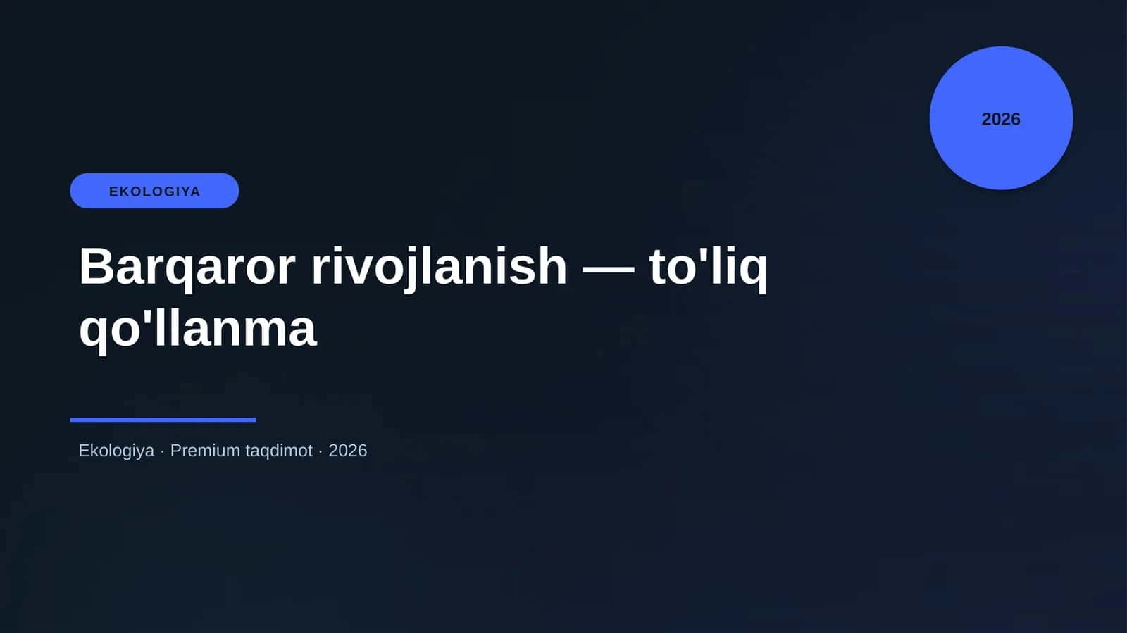 Barqaror rivojlanish — to'liq qo'llanma