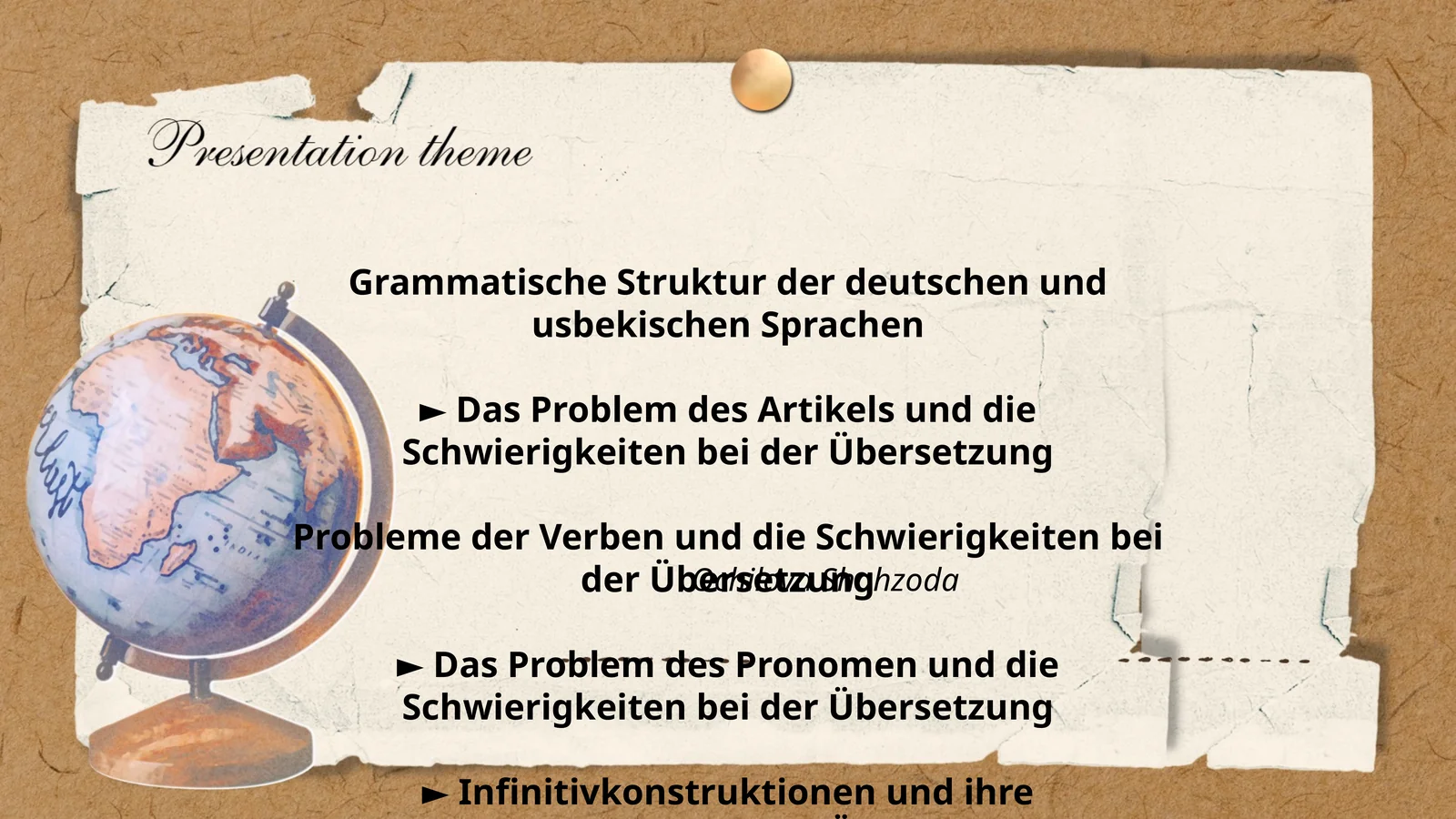 Grammatische Struktur der deutschen und usbekischen Sprachen