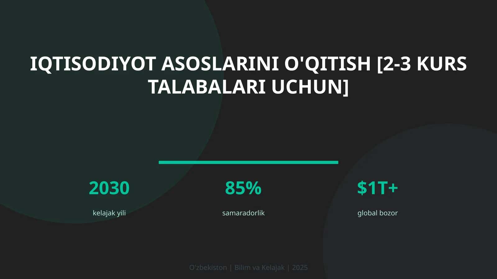 Iqtisodiyot asoslarini o'qitish [2-3 kurs talabalari uchun]