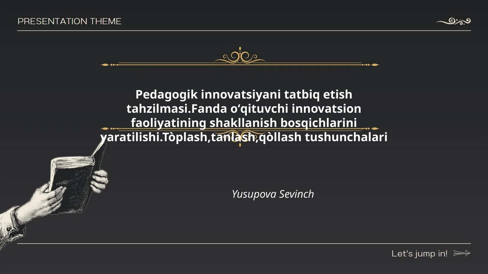 Pedagogik innovatsiyani tatbiq etish tahzilmasi