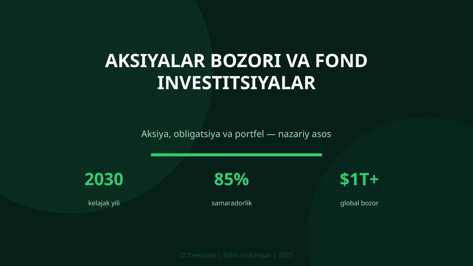 Aksiyalar bozori va fond investitsiyalar