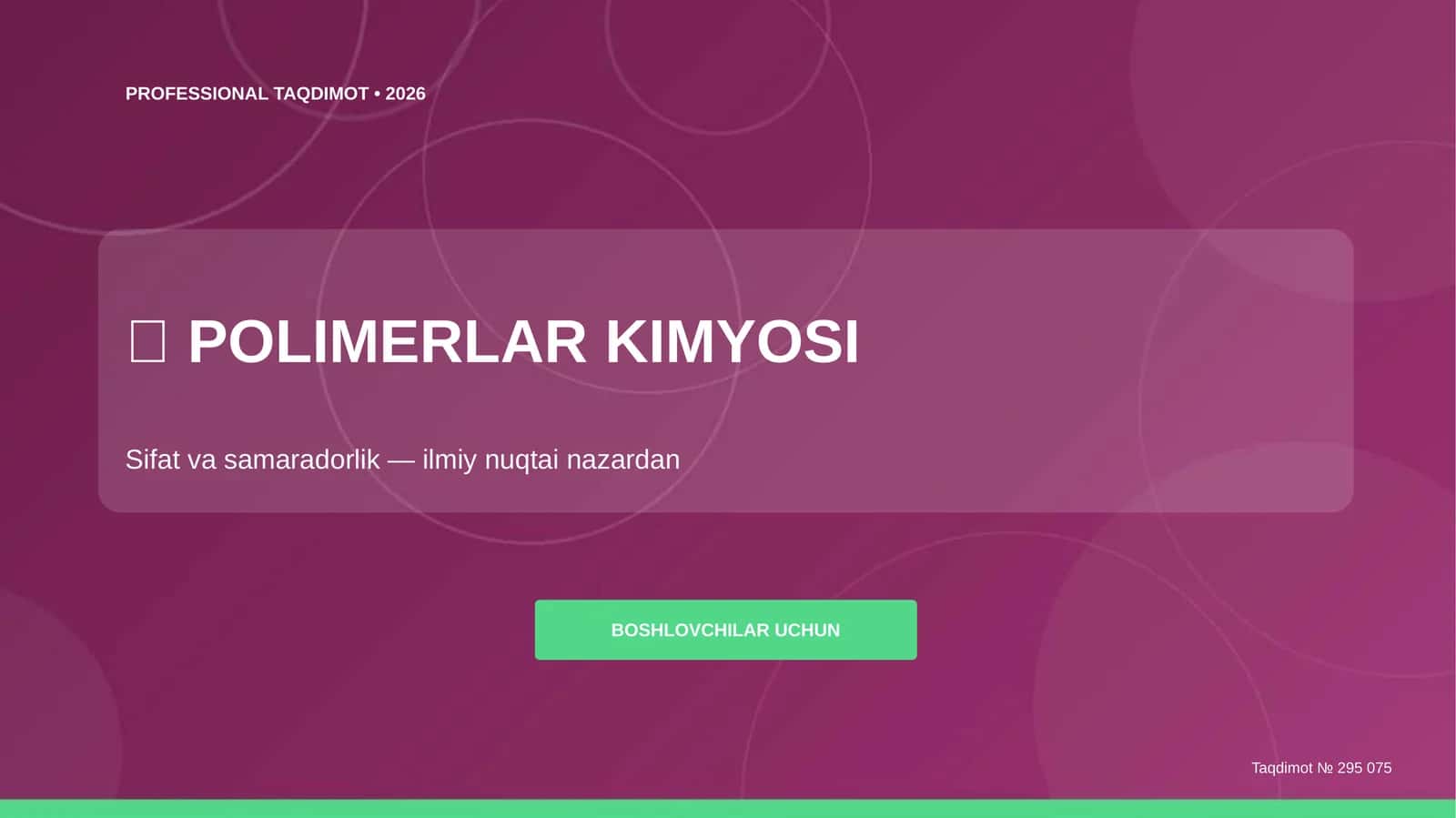 POLIMERLAR KIMYOSI