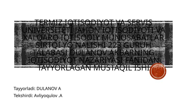 Oʻzbekistonda ko’p ukladli iqtisodiyotning va mulkdorlar sinfining shakllanishi