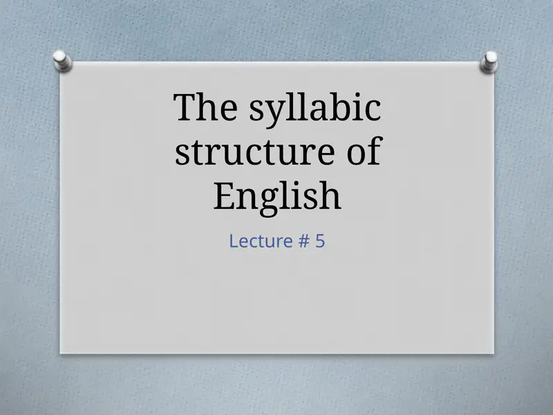 English Syllabic Structure