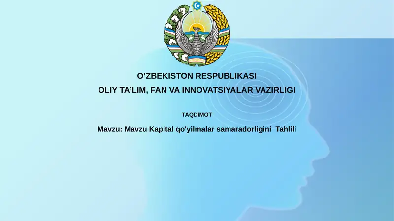Kapital qo'yilmalar samaradorligini Tahlili