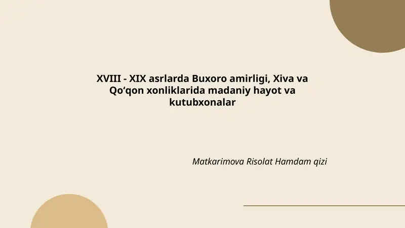 Buxoro amirligidagi madaniy rivojlanish