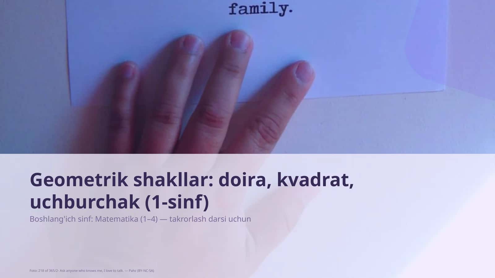 Geometrik shakllar: doira, kvadrat, uchburchak (1-sinf)