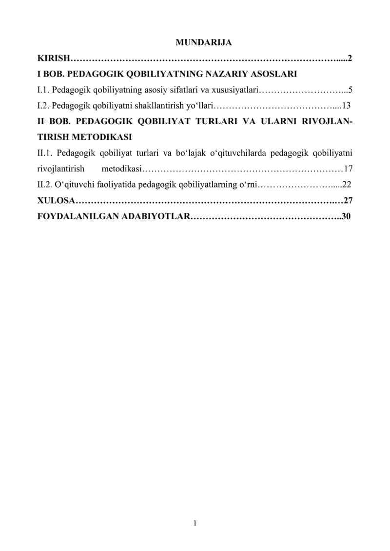 Pedagogik qobiliyatning asosiy sifatlari va xususiyatlari