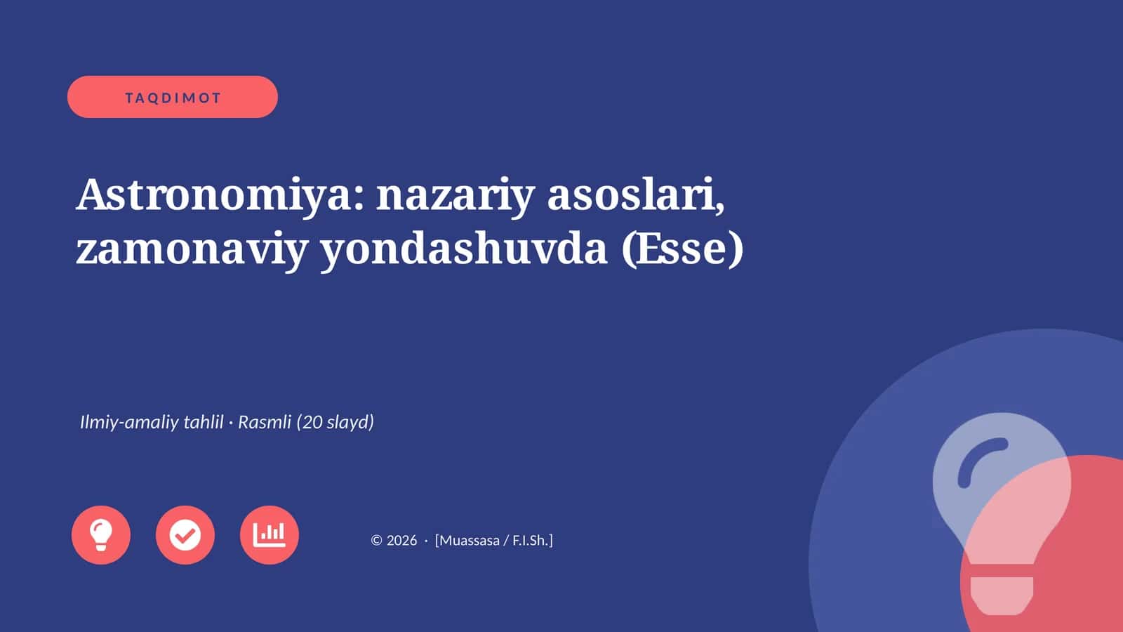 Astronomiya: nazariy asoslari, zamonaviy yondashuvda (Esse)