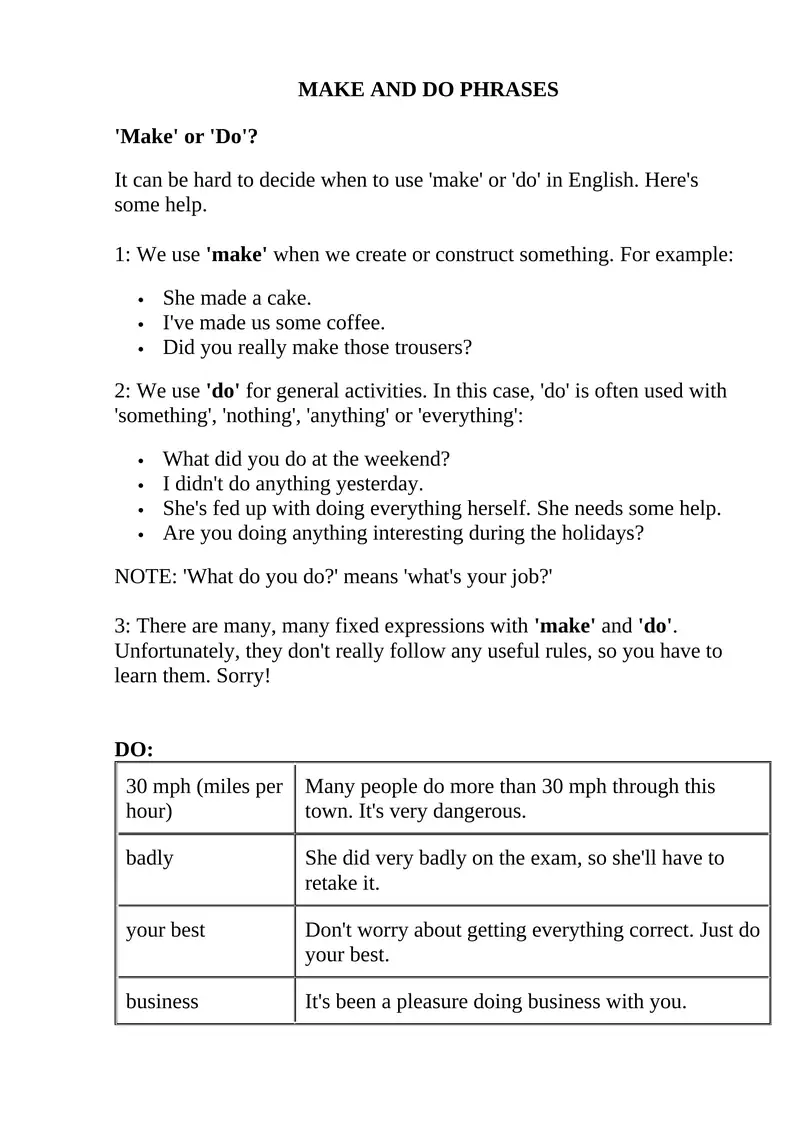 Make and Do Phrases