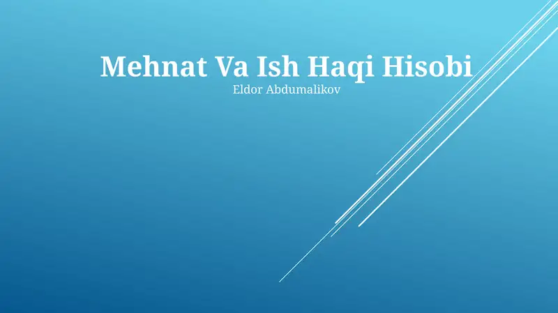 Mehnat Va Ish Haqi Hisobi