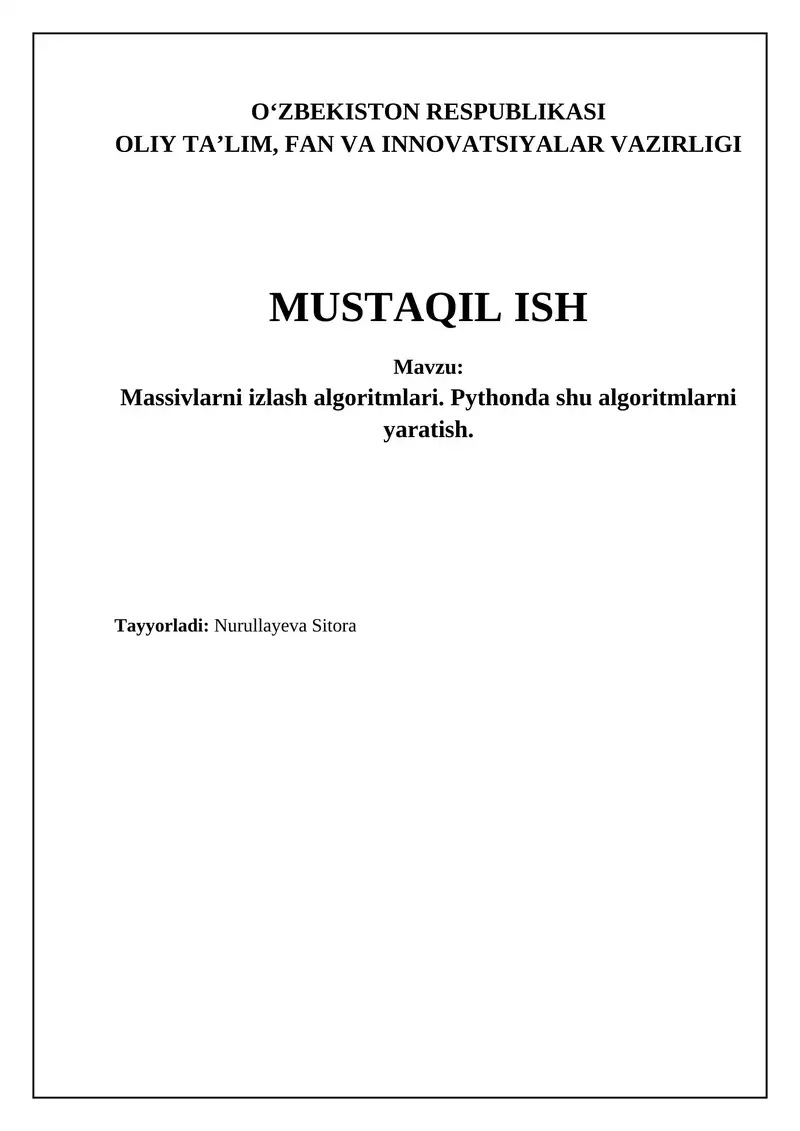 Massivlarda qidiruv algoritmlari: Asosiy tushunchalar va Python-da implementatsiya