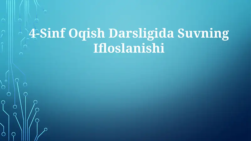 Suvning Ifloslanishi