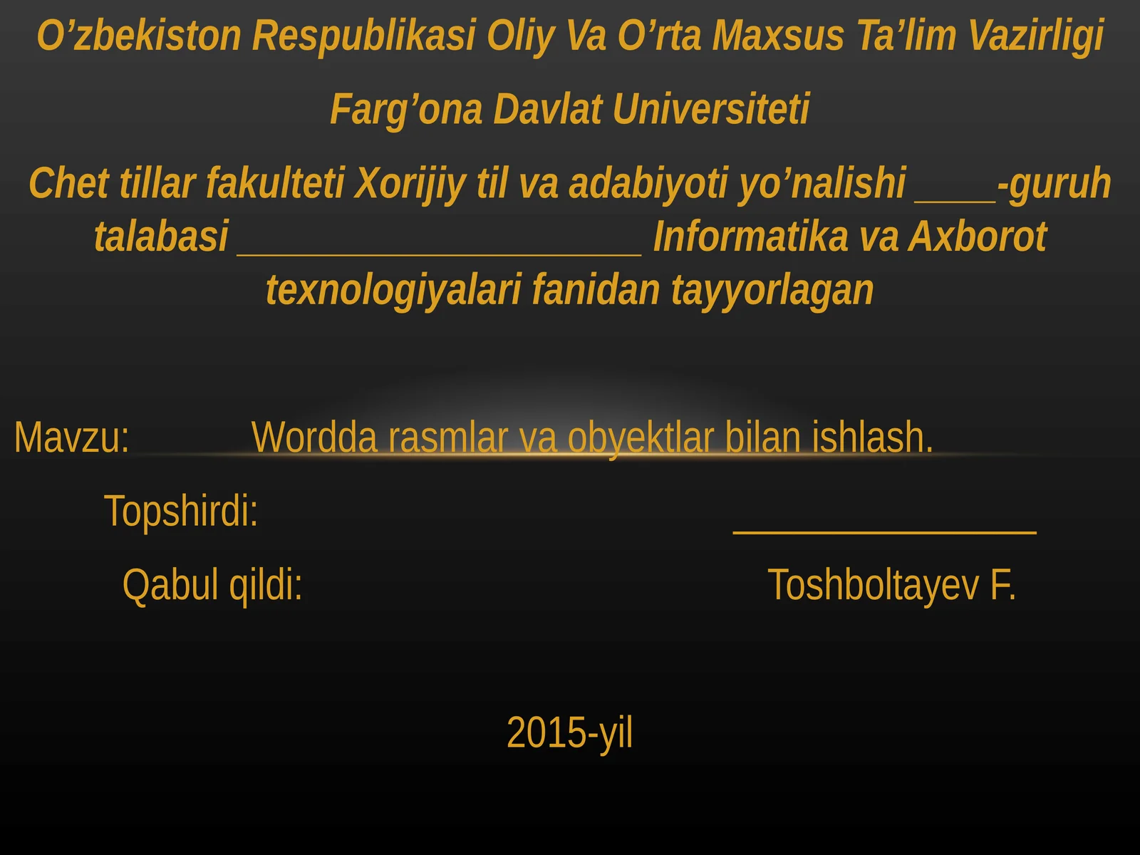 Wordda rasmlar va obyektlar bilan ishlash