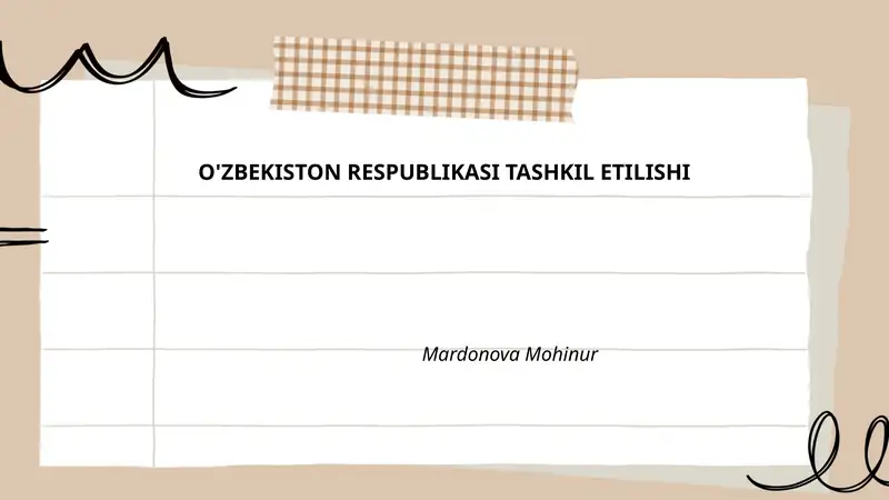 O'ZBEKISTON RESPUBLIKASI TASHKIL ETILISHI