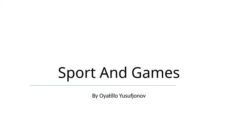 Sport And Games