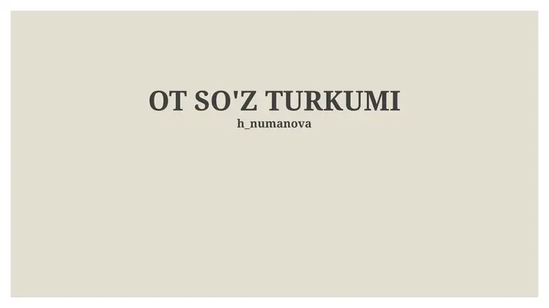 Ot so'z turkumi