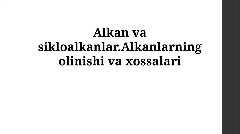 Alkanlar va sikloalkanlar
