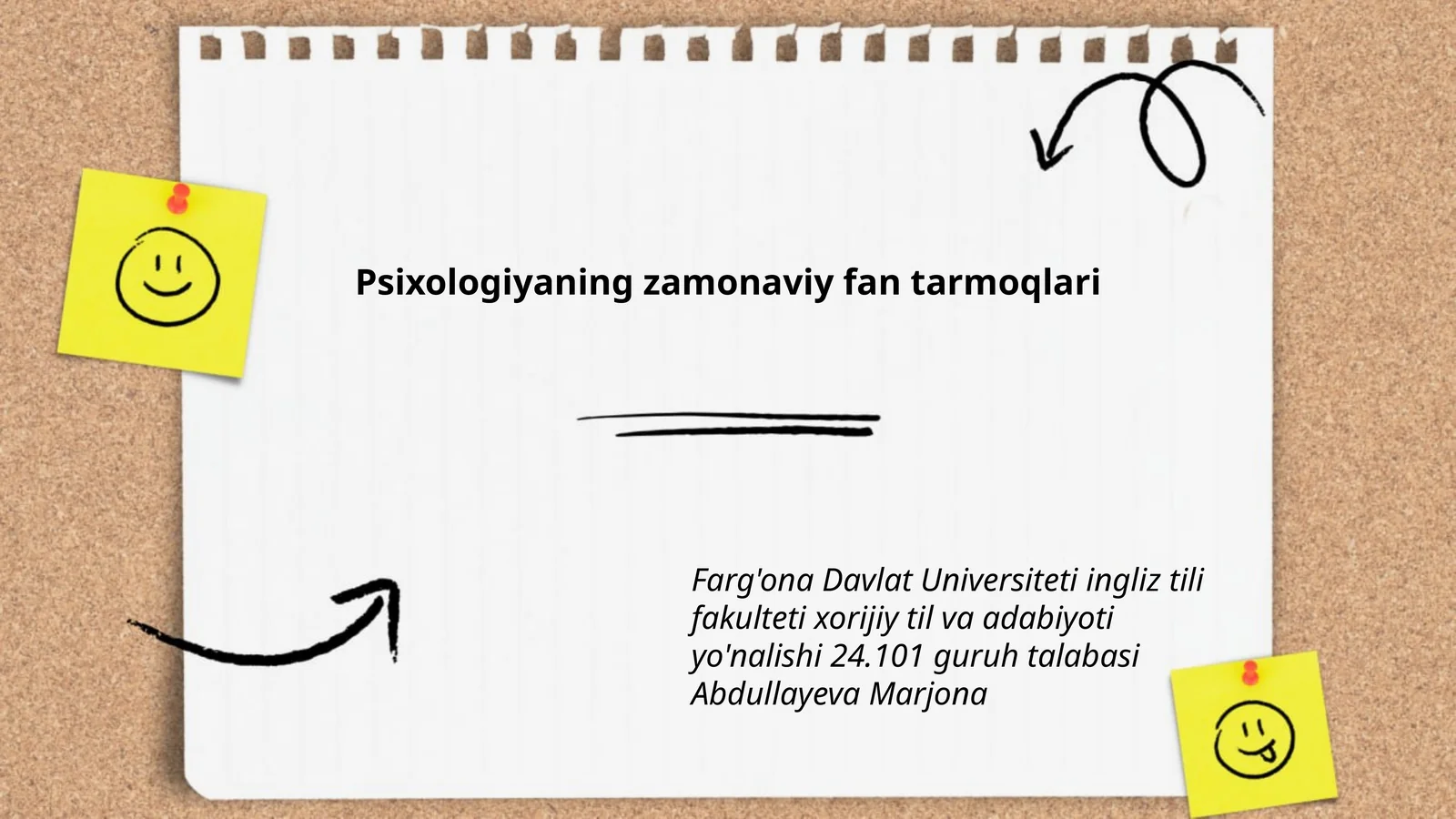 Psixologiyaning zamonaviy fan tarmoqlari