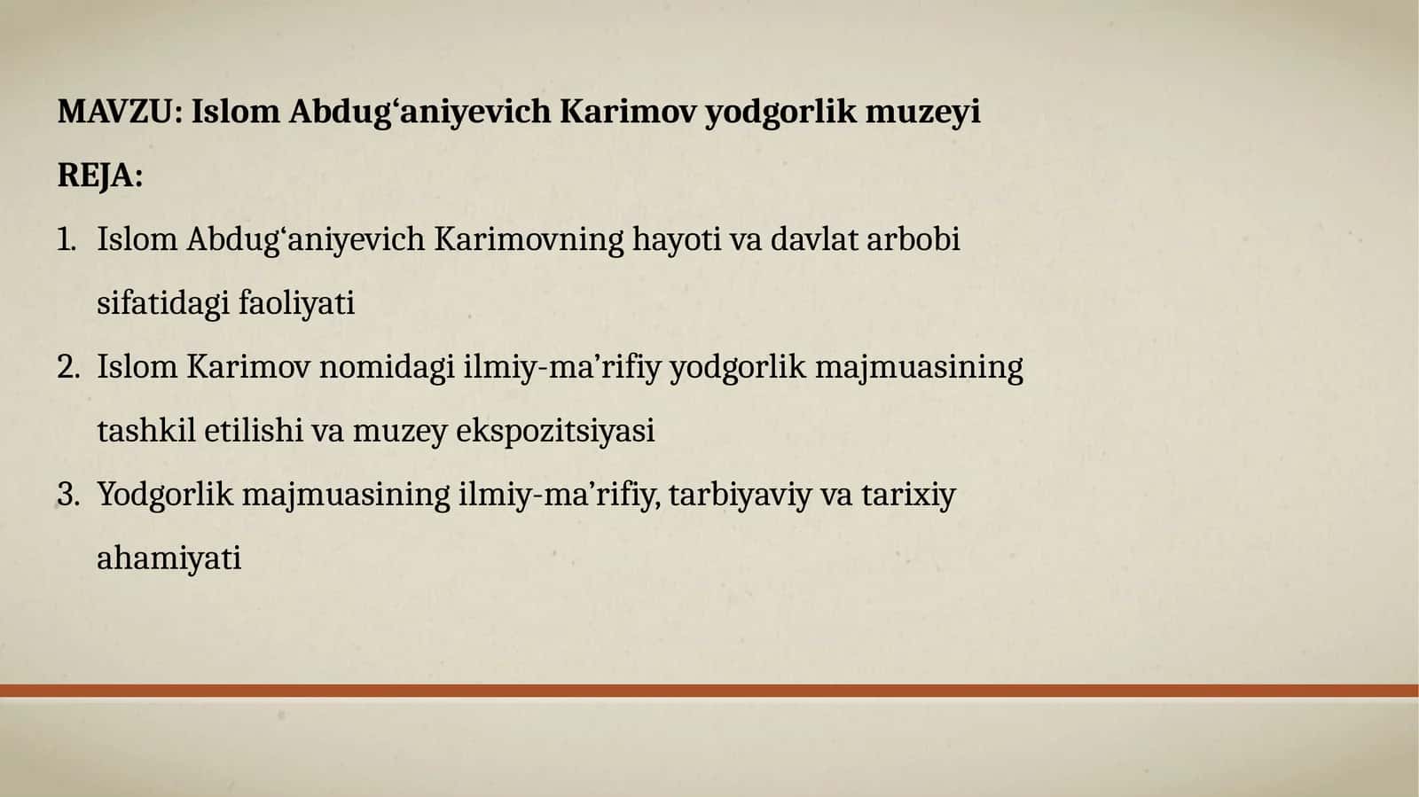 Islom Abdug‘aniyevich Karimovning yodgorlik muzeyi