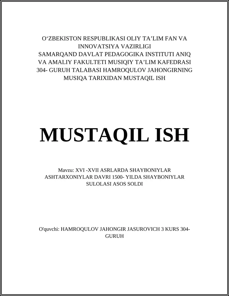 Shayboniylar sulolasi XVI Asrda