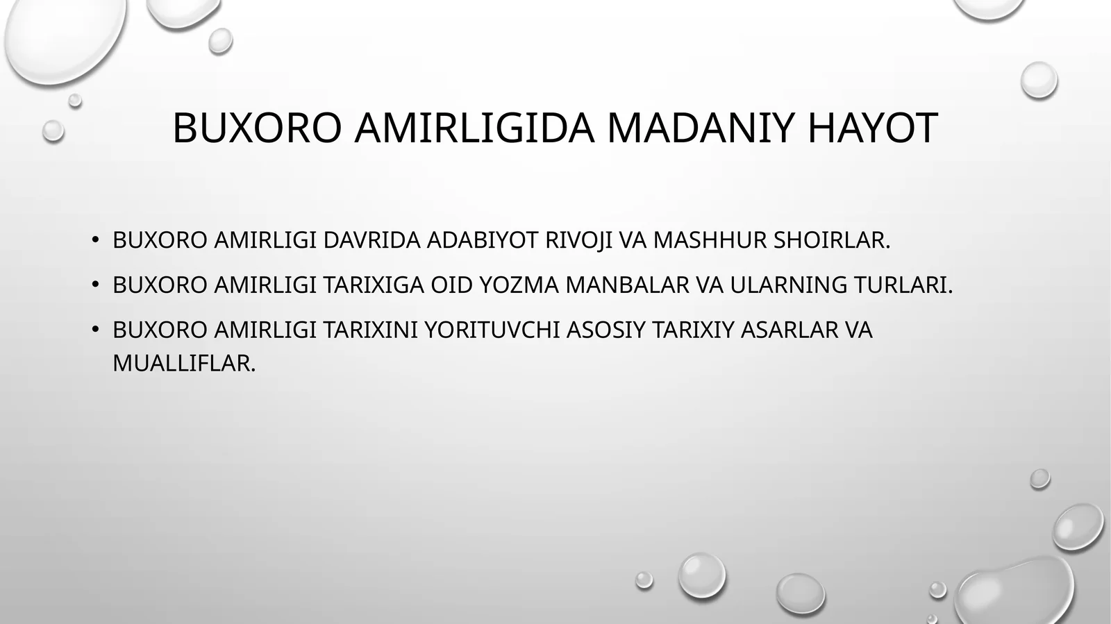 Buxoro amirligida madaniy hayot