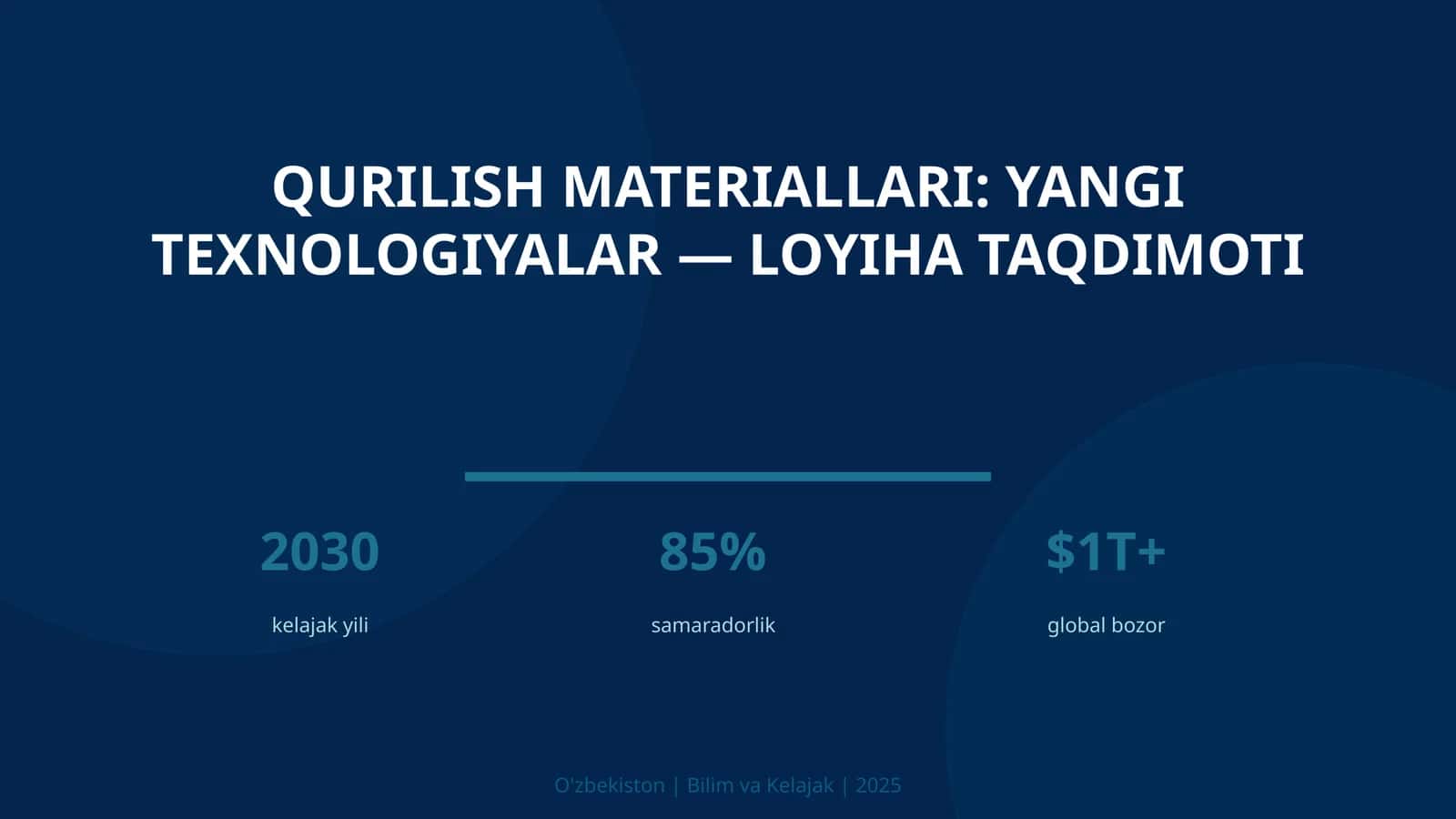 Qurilish materiallari: yangi texnologiyalar — loyiha taqdimoti