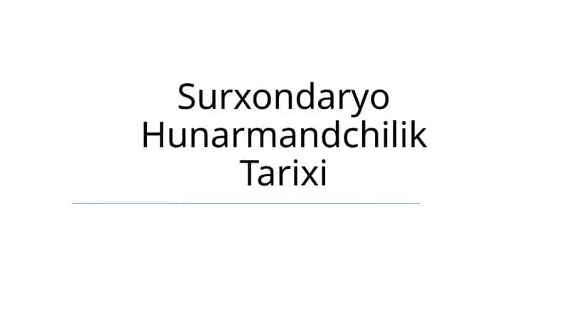 Surxondaryo Hunarmandchilik Tarixi