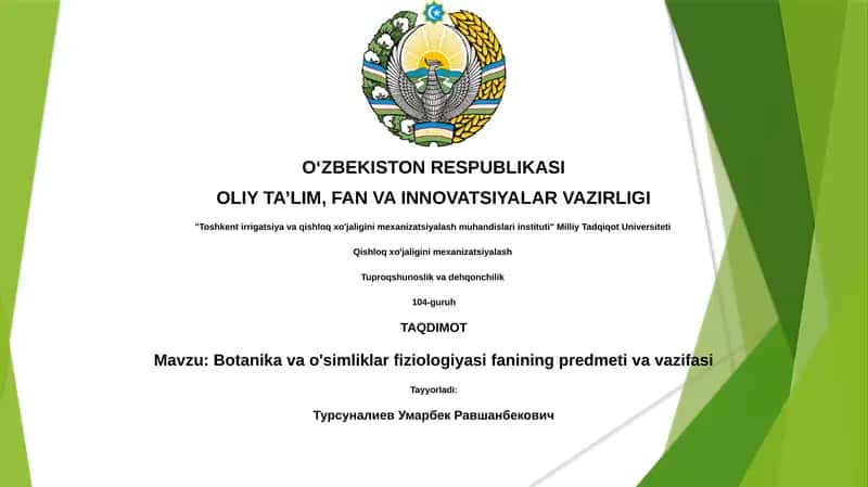Botanika va o'simliklar fiziologiyasi