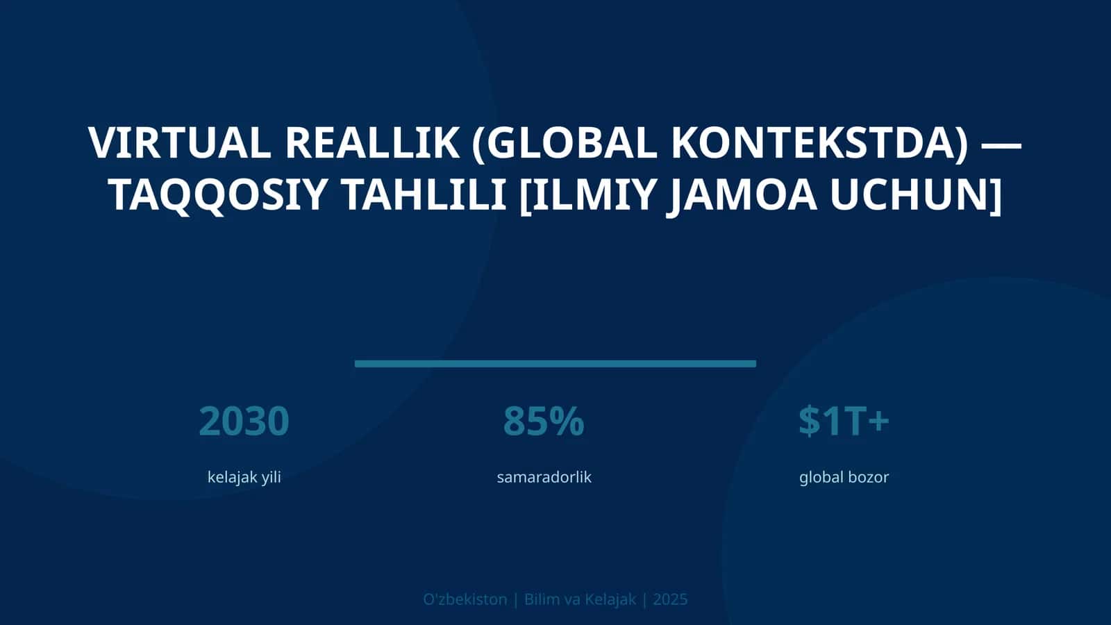 Virtual reallik (global kontekstda) — taqqosiy tahlili [ilmiy jamoa uchun]