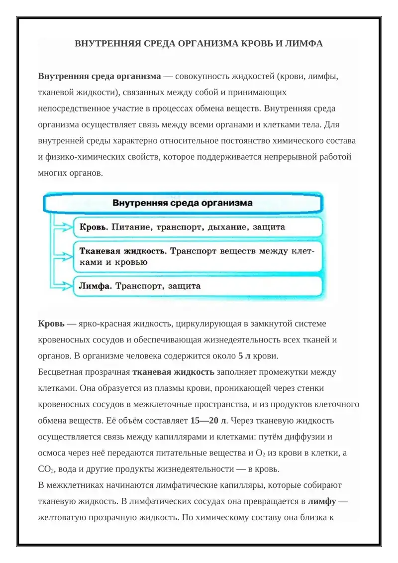 Внутренняя среда организма