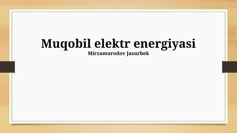 Muqobil elektr energiyasi