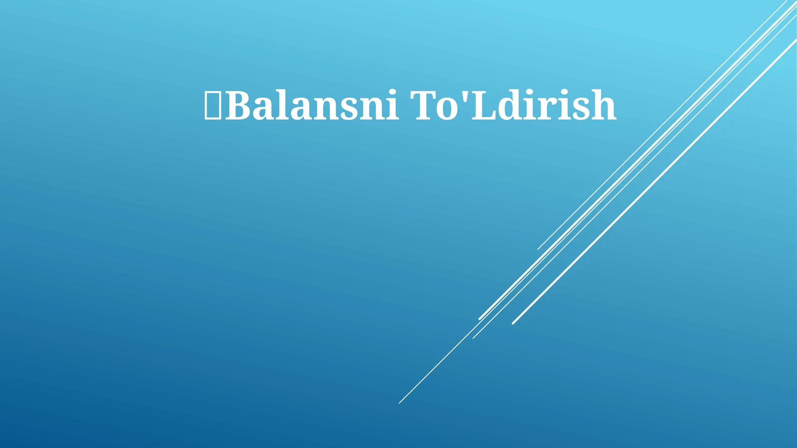 Balansni To'Ldirish