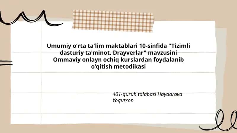 Tizimli dasturiy ta'minot. Drayverlar