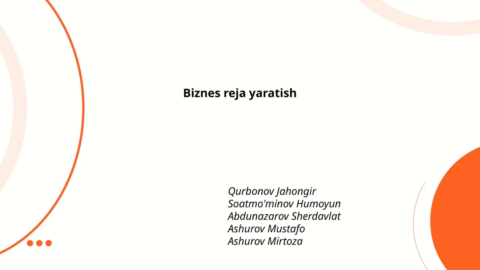 Biznes reja yaratish