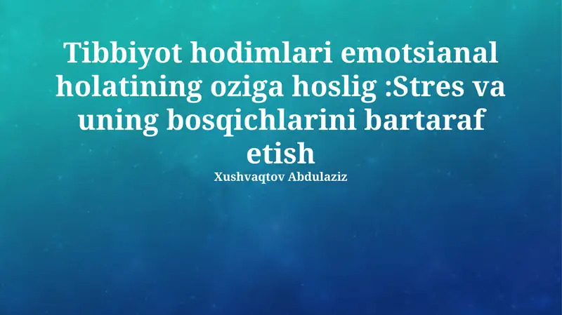 Stressning Fiziologik Ta'siri